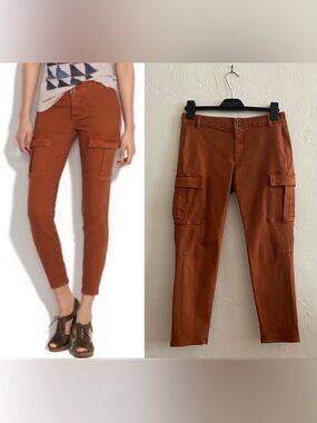 MADEWELL CADET CROP CARGO PANTS RUST ORANGE SIZE 28